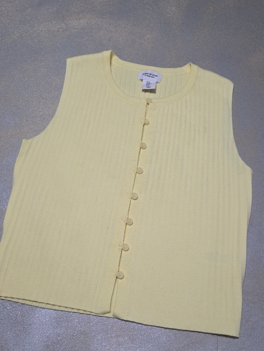 Song of Style By Aimee Song Light Yellow Ribbed Button-Front Tank
